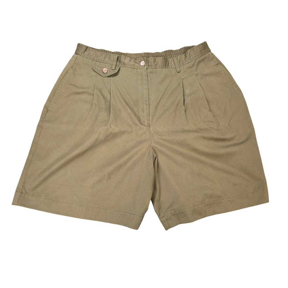 Vintage Karen Scott Pleated High Rise ‎ Shorts Women's Size 18 Olive Green